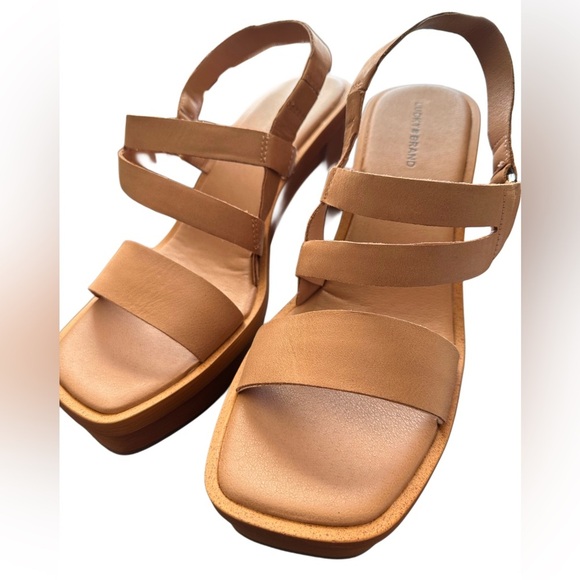 NEW LUCKY BRAND WOMEN’S MARSELINA STRAPPY BLOCK HEEL OPEN TOE SANDAL SIZE 9.5M - Picture 2 of 9